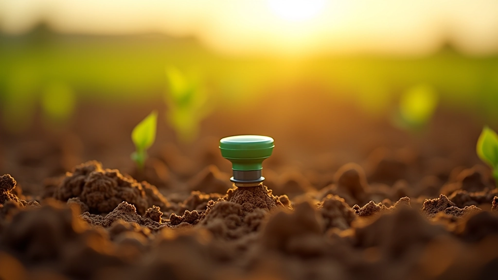 Tarım alanında toprak nemini ölçen sensör ve mobil uygulamayı gösteren görüntü