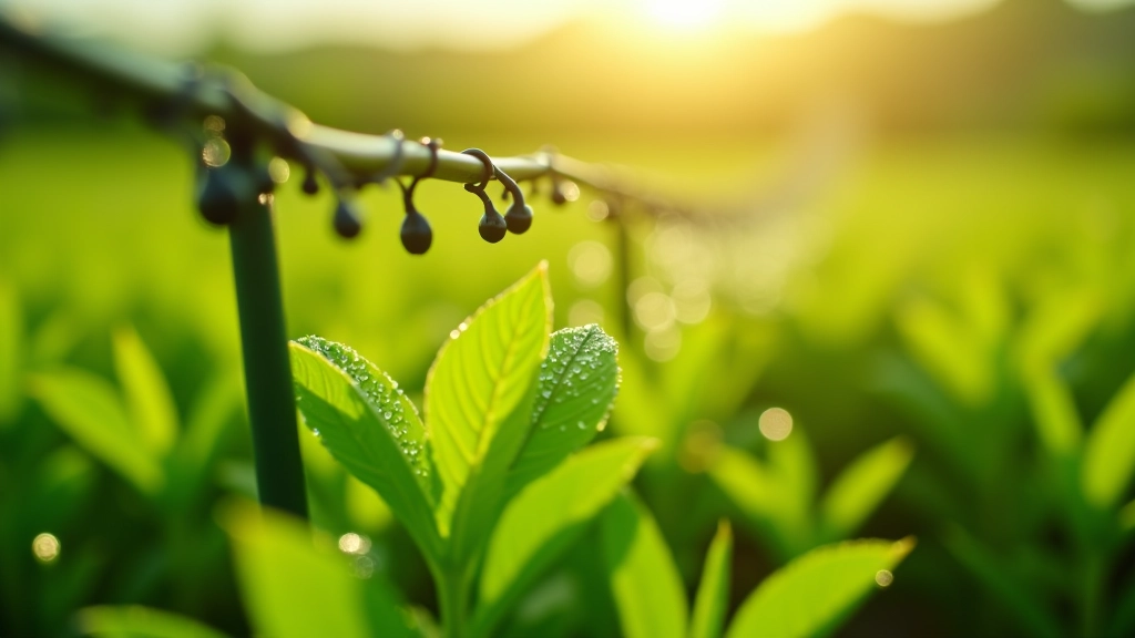 Tarım tarlasında yerleştirilmiş sulama borusu ve damla sulama sistemi